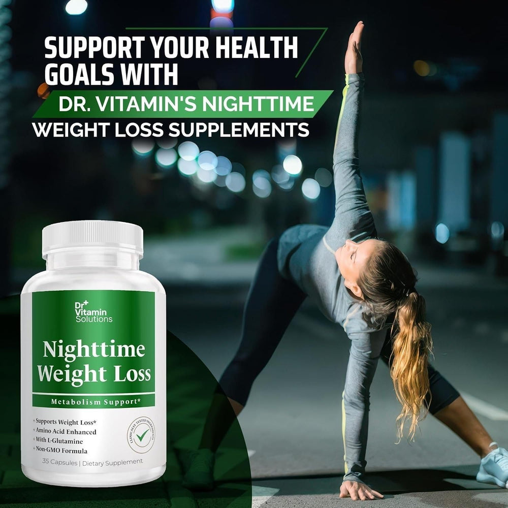 DR VITAMIN SOLUTIONS Nighttime Fat Burner bottle ready for bedtime dose.