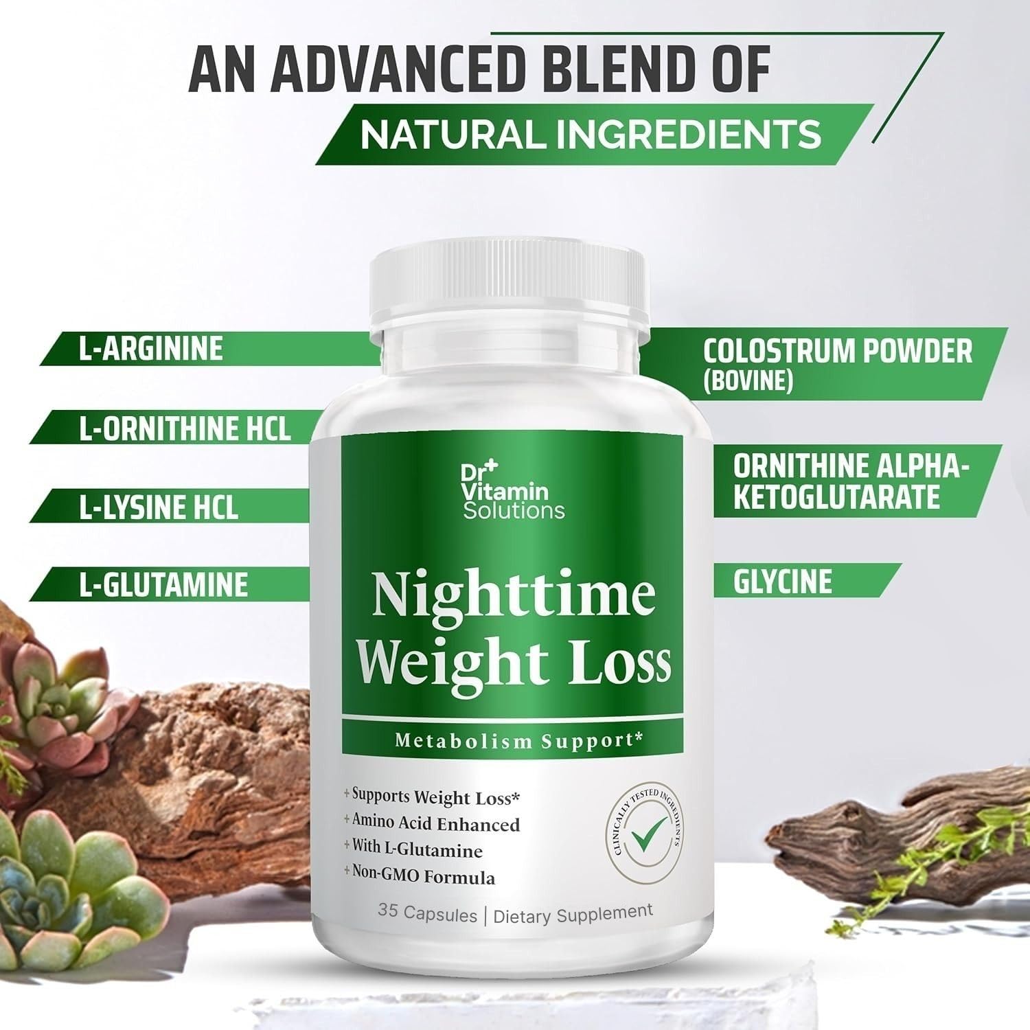 DR VITAMIN SOLUTIONS Nighttime Fat Burner packaging close-up for quality.