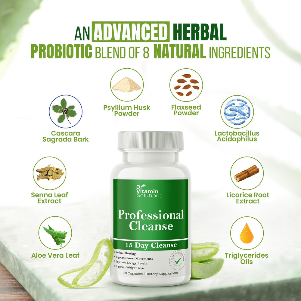 DR VITAMIN SOLUTIONS senna leaf herbal component for gentle cleansing.
