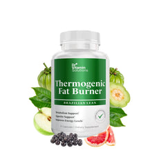 DR VITAMIN SOLUTIONS thermogenic fat burner bottle promotes steady energy and weight management.