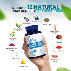 Dandelion root and green tea ingredients highlighted in Water Flush.