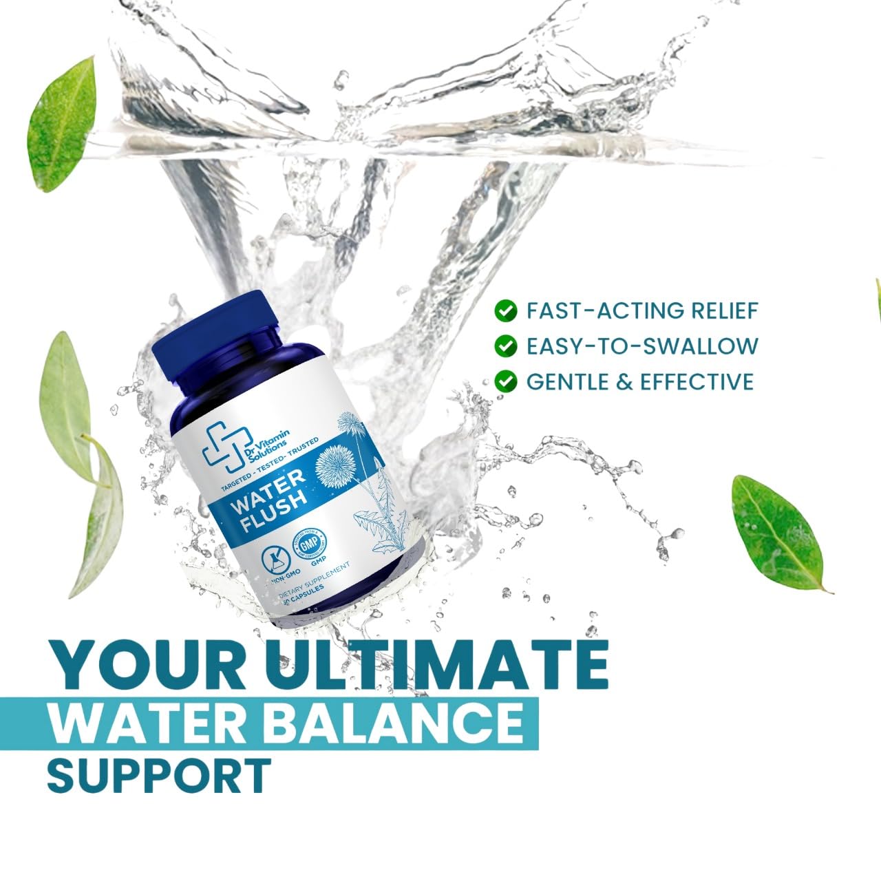 DR VITAMIN SOLUTIONS logo with Water Flush for modern wellness.