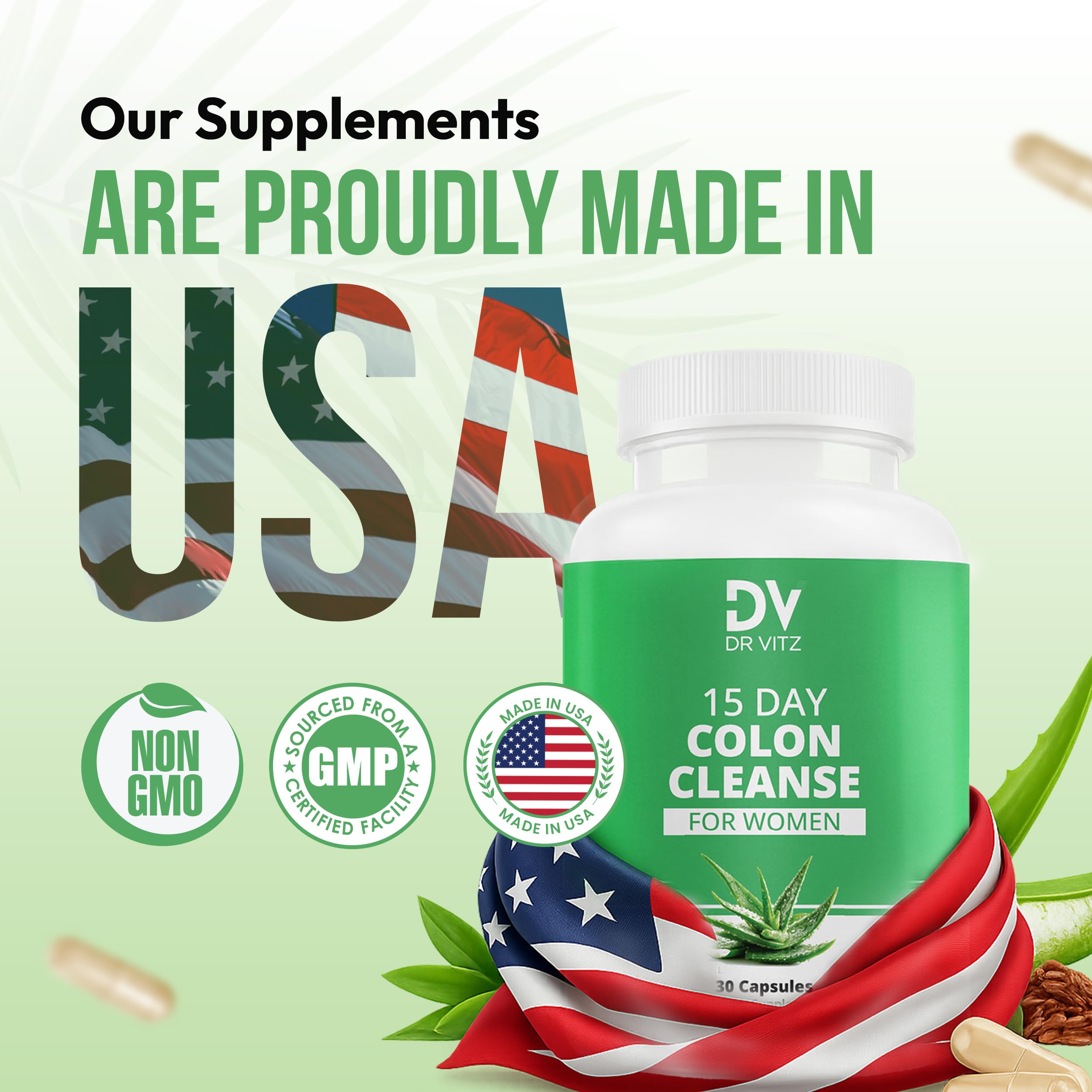 Dr Vitz 15 Day Colon Cleanse capsules provide convenient digestive support on the go.
