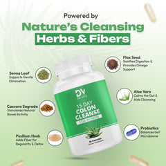 Dr Vitz 15 Day Colon Cleanse ingredients showcase herbal and probiotic balance.