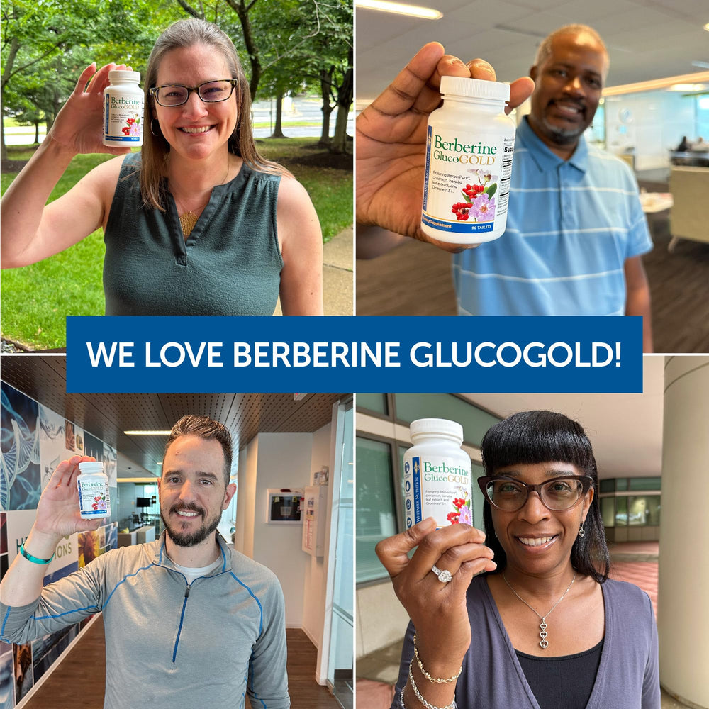 DR.WHITAKER Berberine GlucoGold packaging box on a clean surface.