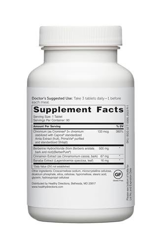 Close-up of DR.WHITAKER Berberine GlucoGold tablets ready to take.