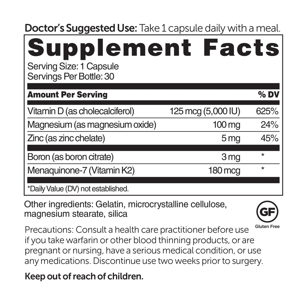 Dr. Whitaker BeyonD3 bottle label close-up highlighting D3 and cofactors.