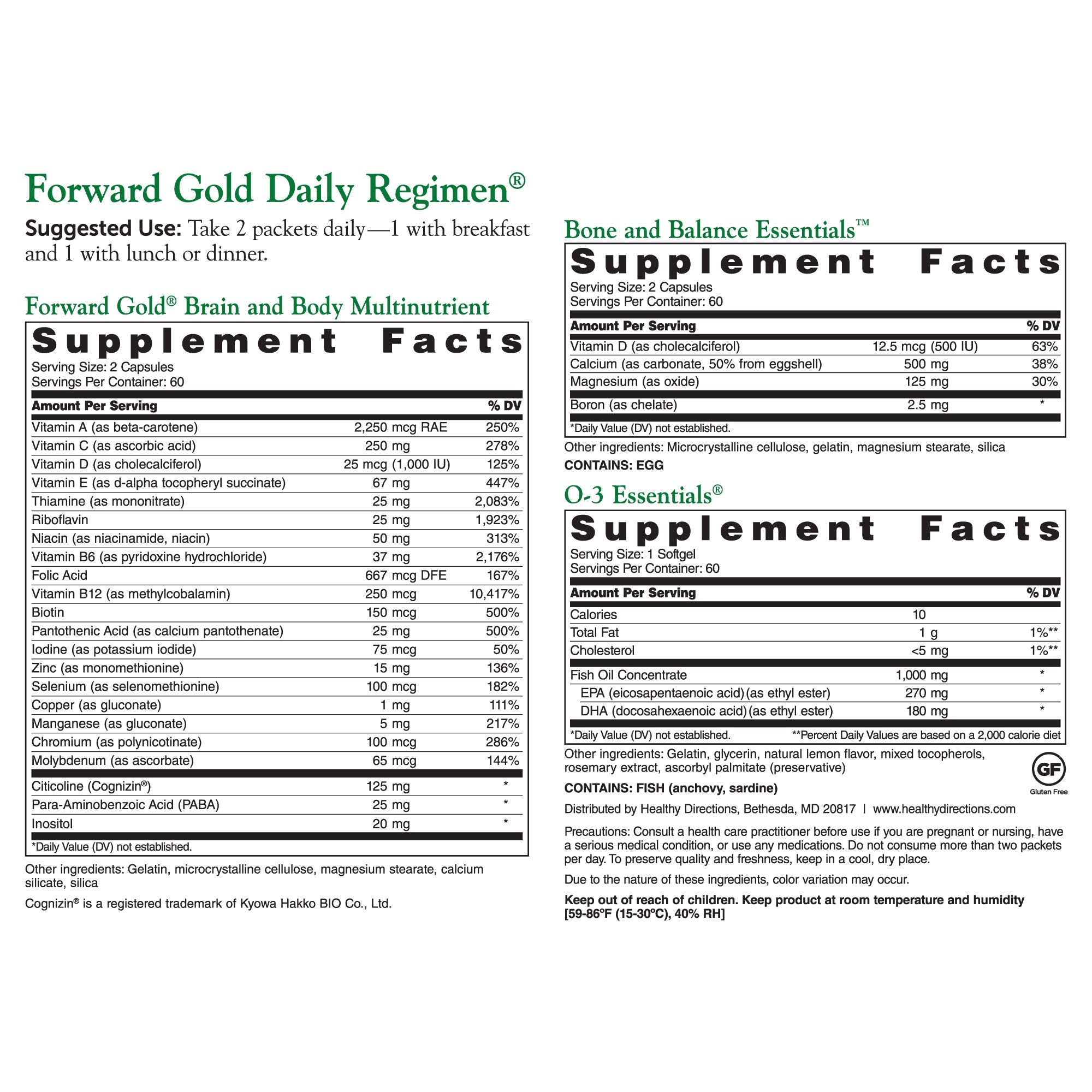 Close-up of DR.WHITAKER Forward Gold packets ready for a twice-daily routine.