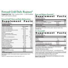 Close-up of DR.WHITAKER Forward Gold packets ready for a twice-daily routine.