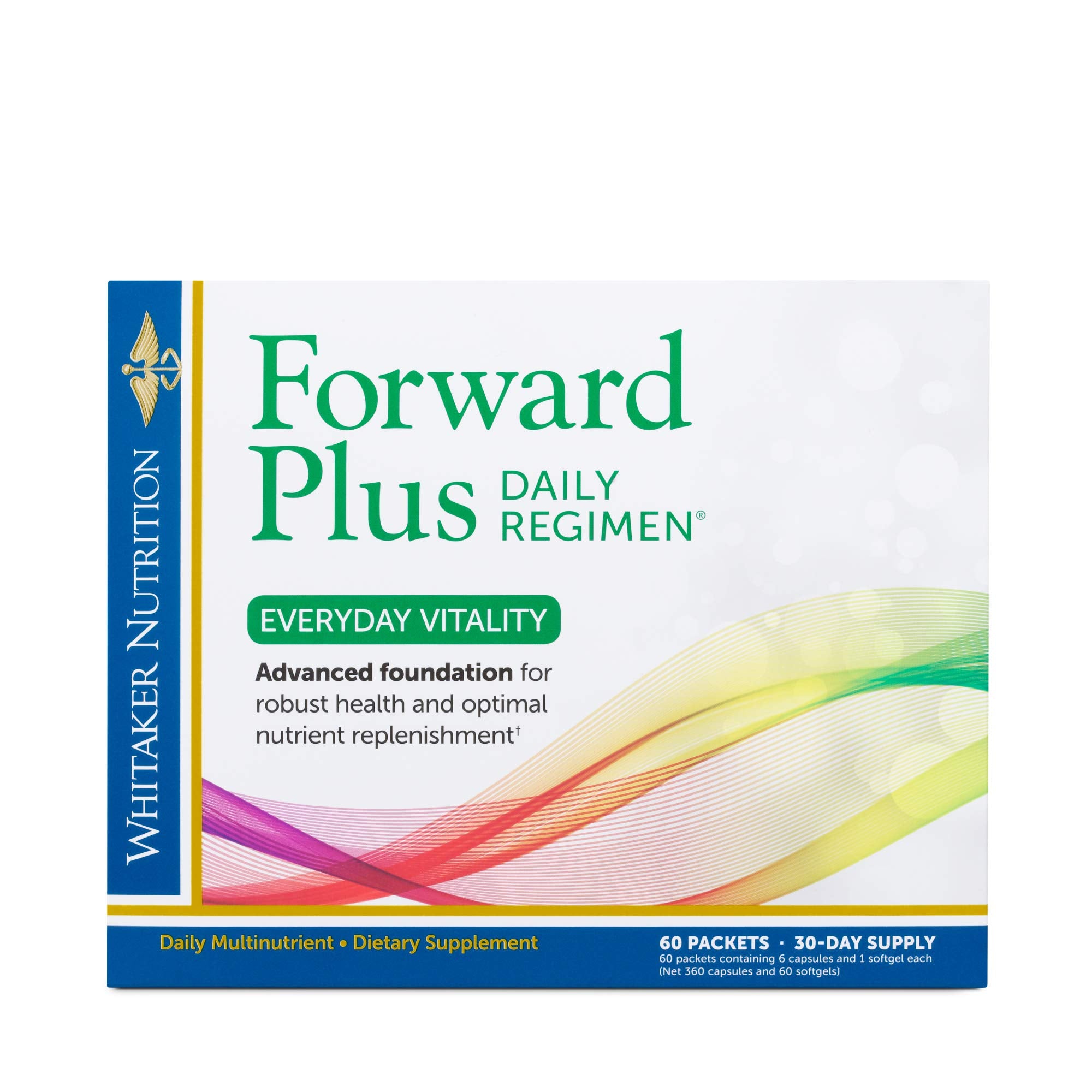 DR. WHITAKER Forward Plus Daily Regimen bottle offers daily energy support and overall wellness.