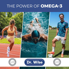 Dr. Wise capsule shows EPA and DHA content for cardiovascular and cognitive support.