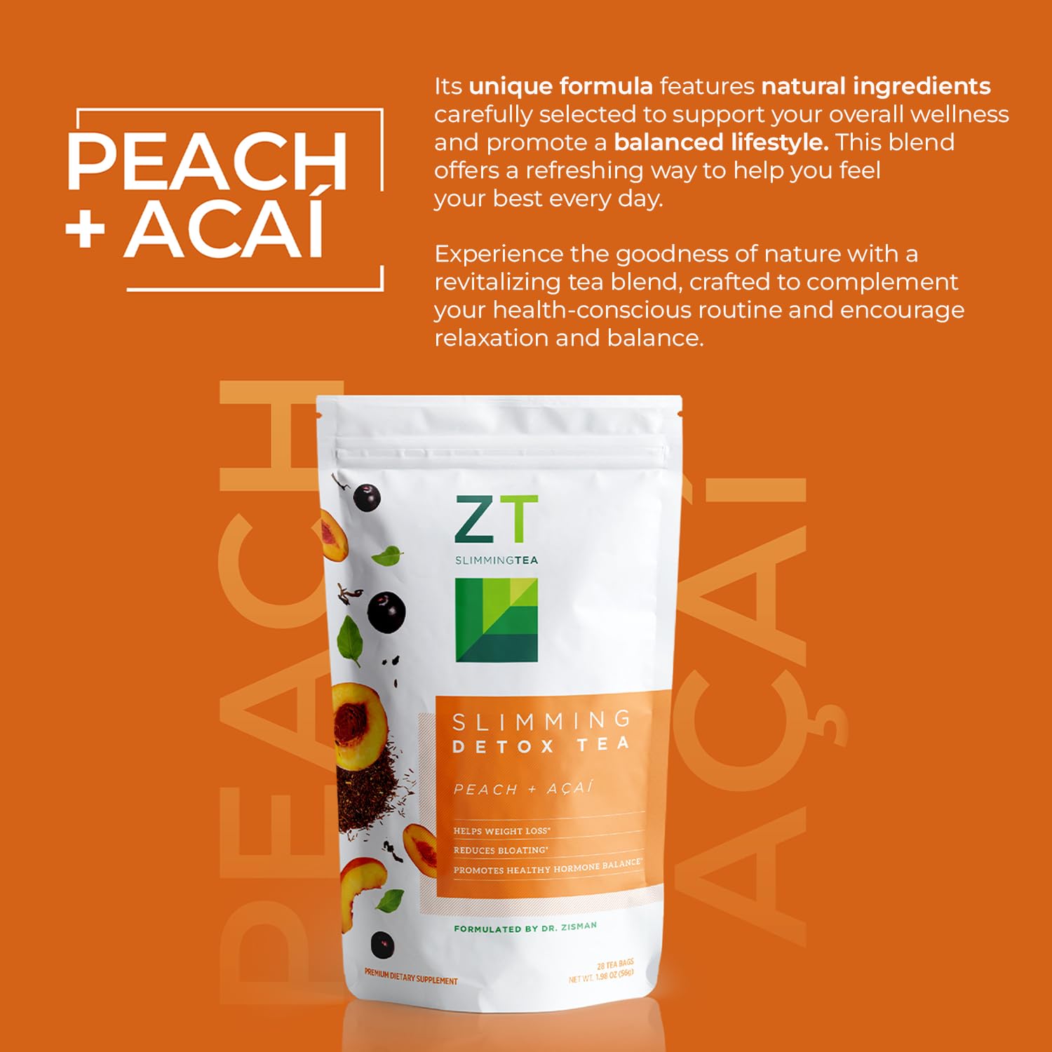 Aromas of peach and acai from Dr. Zisman ZT Slimming cup.