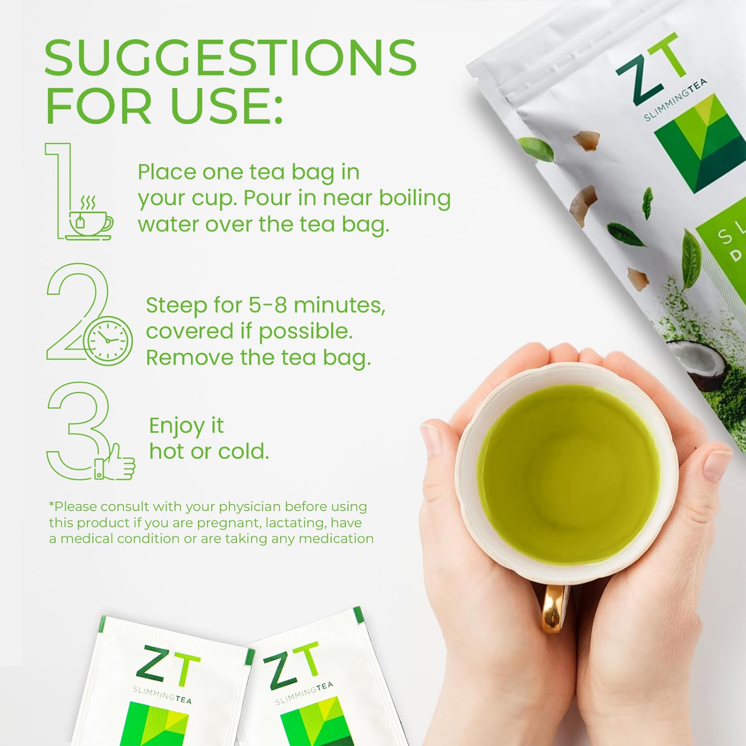 Dr. Zisman ZT Slimming green matcha powder boosts antioxidant energy for busy days.