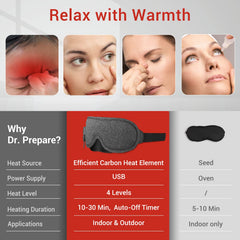 DR.PREPARE Eye Mask with visible temperature control for personalized warmth