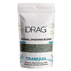 Drag Herbal Smoking Blend Tranquil pack showing premium Himalayan herbs for a smooth aroma.