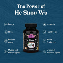 Dragon Herbs prepared He Shou Wu capsules label close-up showing preparation method.
