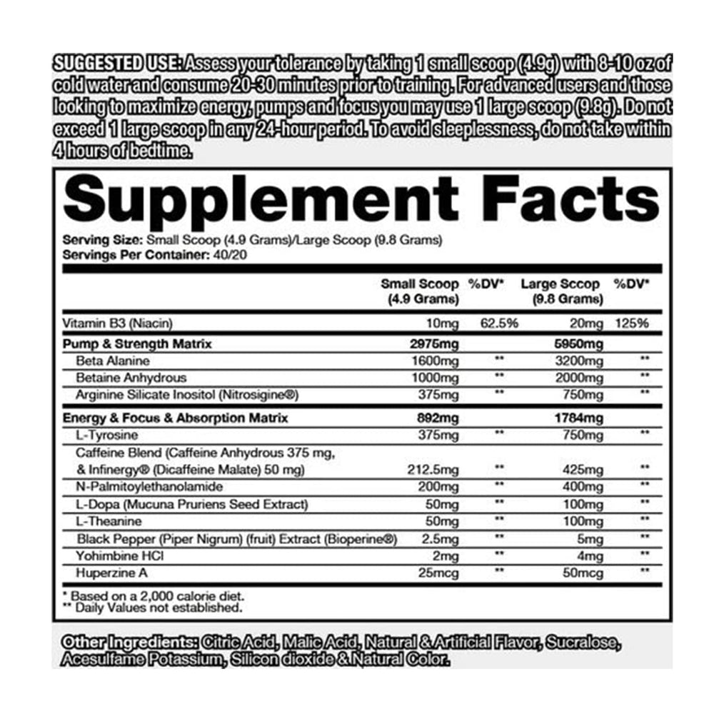 DRAGON PHARMA Venom Extreme tub label closeup highlighting caffeine formula.