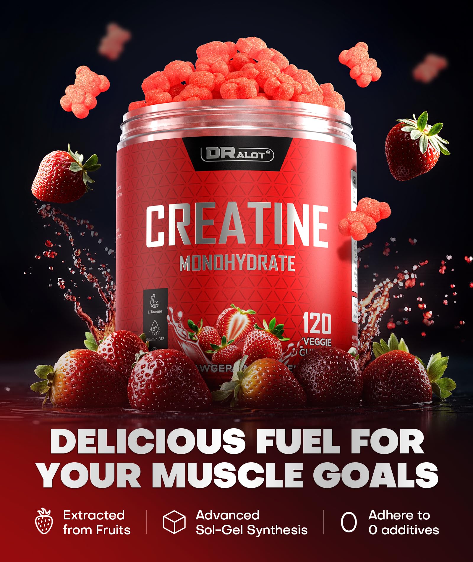 Dralot Creatine Gummies on-the-go packaging ideal for quick pre-workout energy
