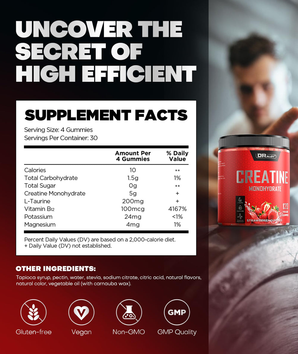 Dralot Creatine Gummies serving pouch ready for daily fueling and endurance