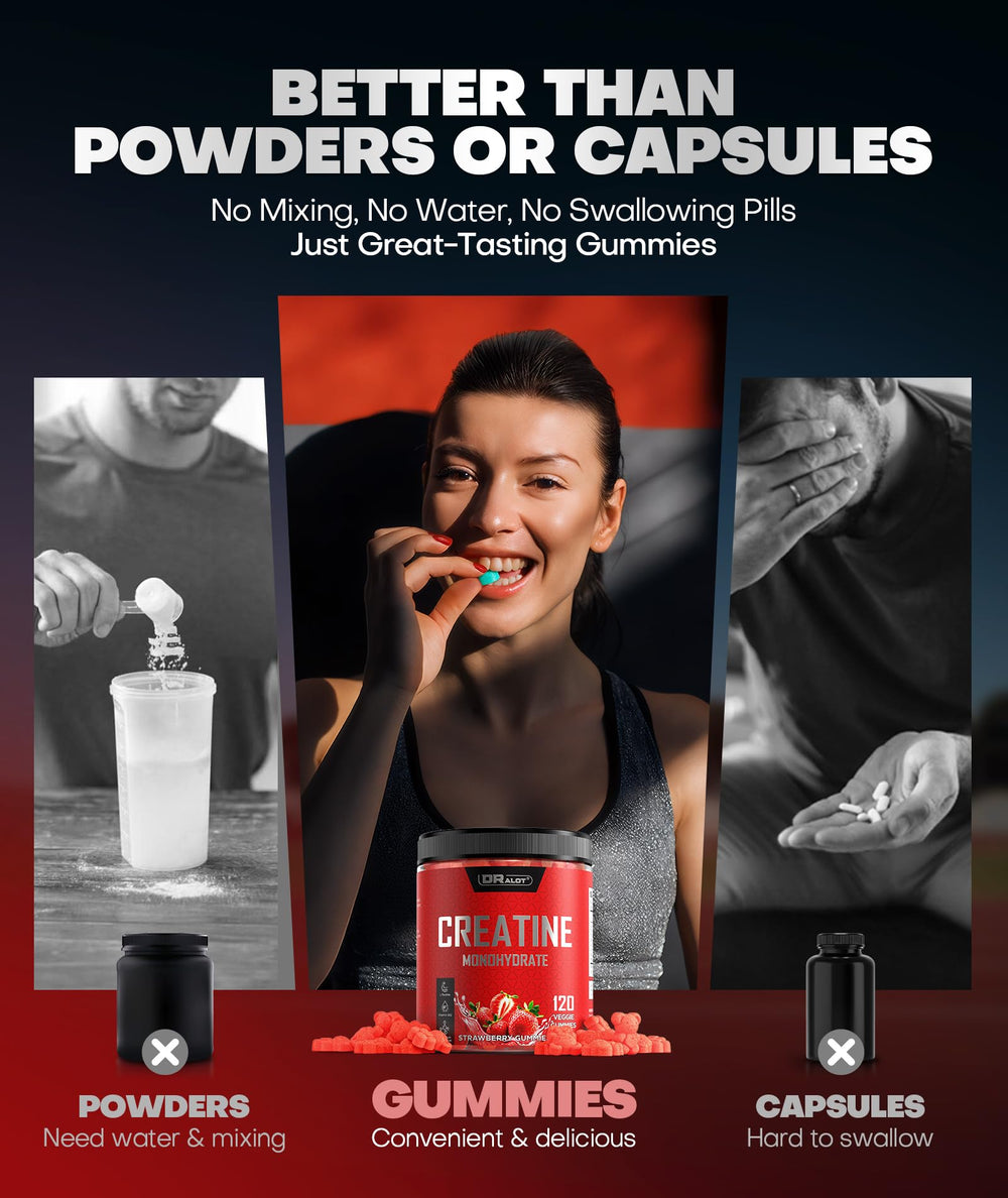Dralot Creatine Gummies vegan formulation supports plant-based energy for workouts
