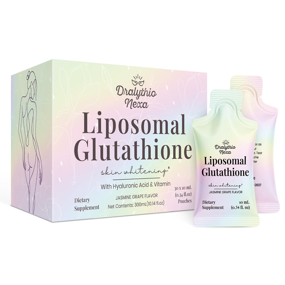DRALYTHIO NEXA liposomal glutathione liquid bottle pour for quick antioxidant support