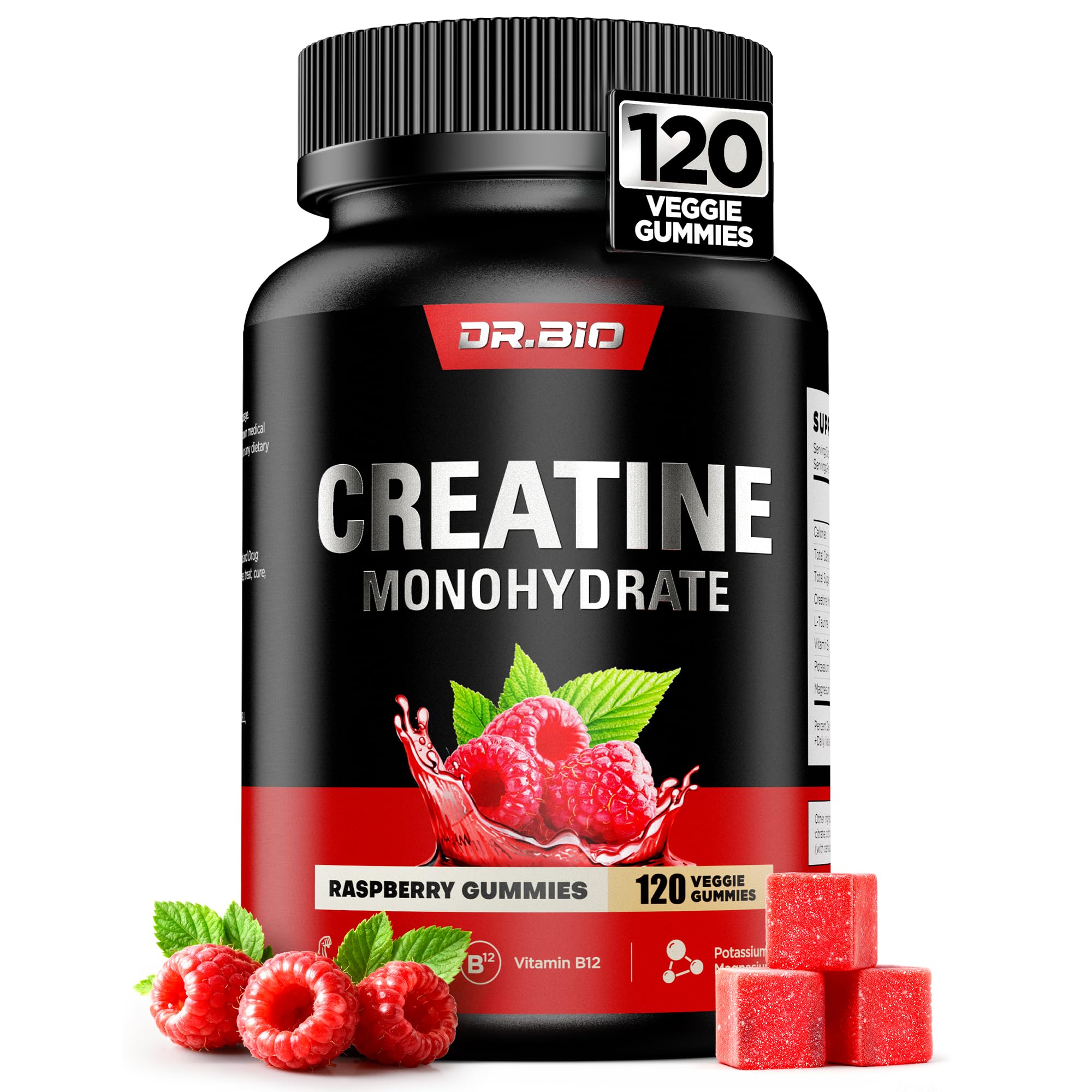 DR.BIO Instant Boost Creatine Gummies bottle close-up showing purity and design
