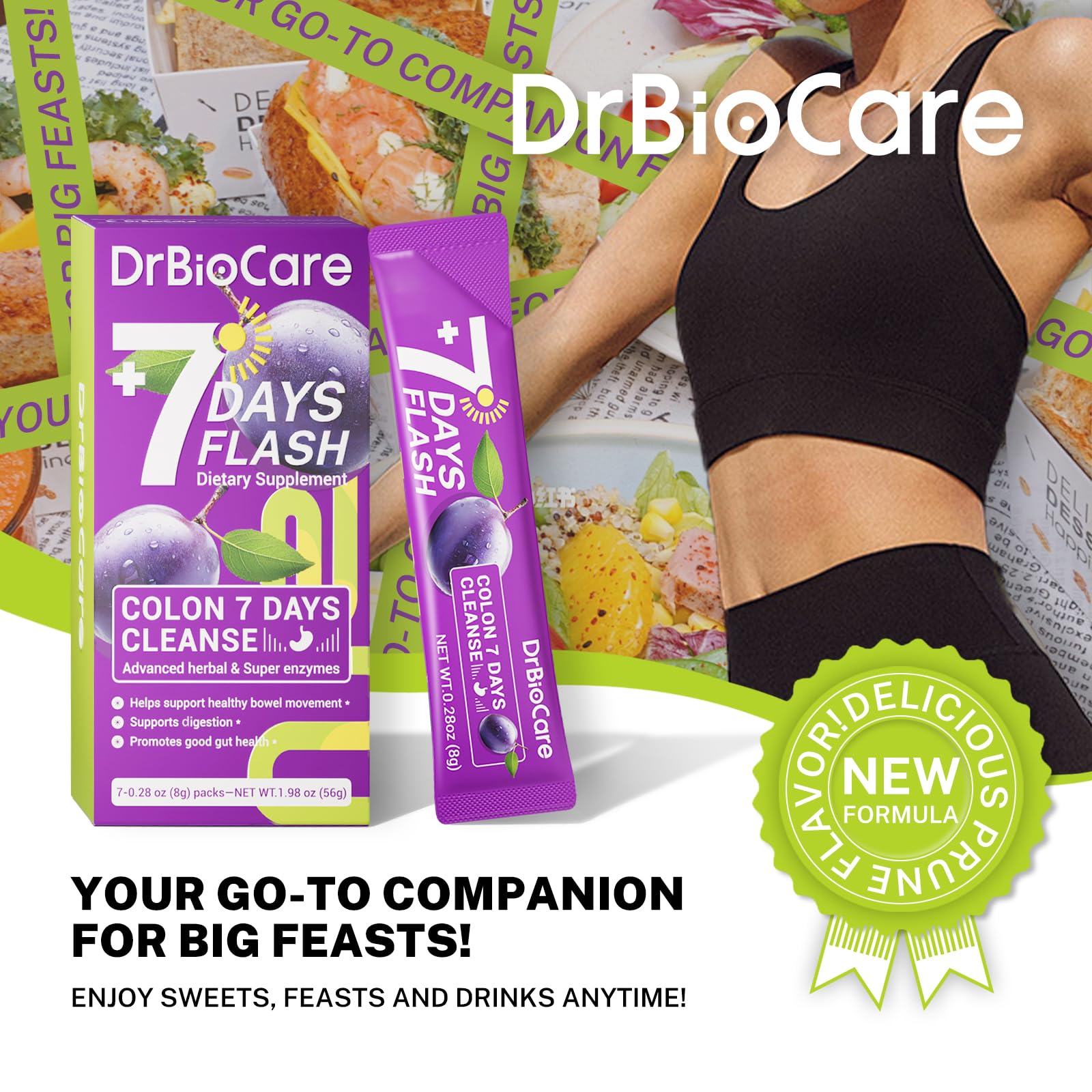 DrBioCare Colon 7 Days Cleanse fiber blend components promoting gut regulation.