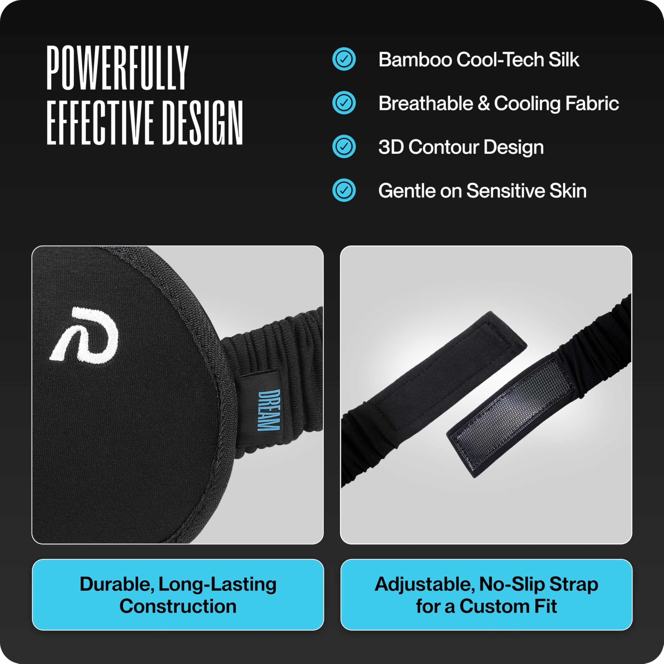 Dream Recovery The Pro Mask features Bamboo Cool-Tech silk with silver ion for skin comfort.
