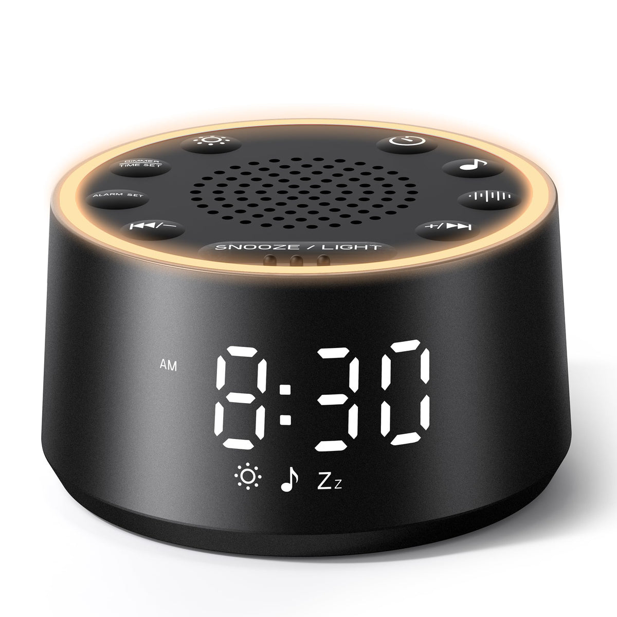 Dreamegg D1 Nova product shot showing the compact white noise alarm clock for peaceful nights