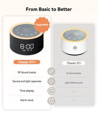 Dreamegg D1+ alarm clock function gently waking without disturbance