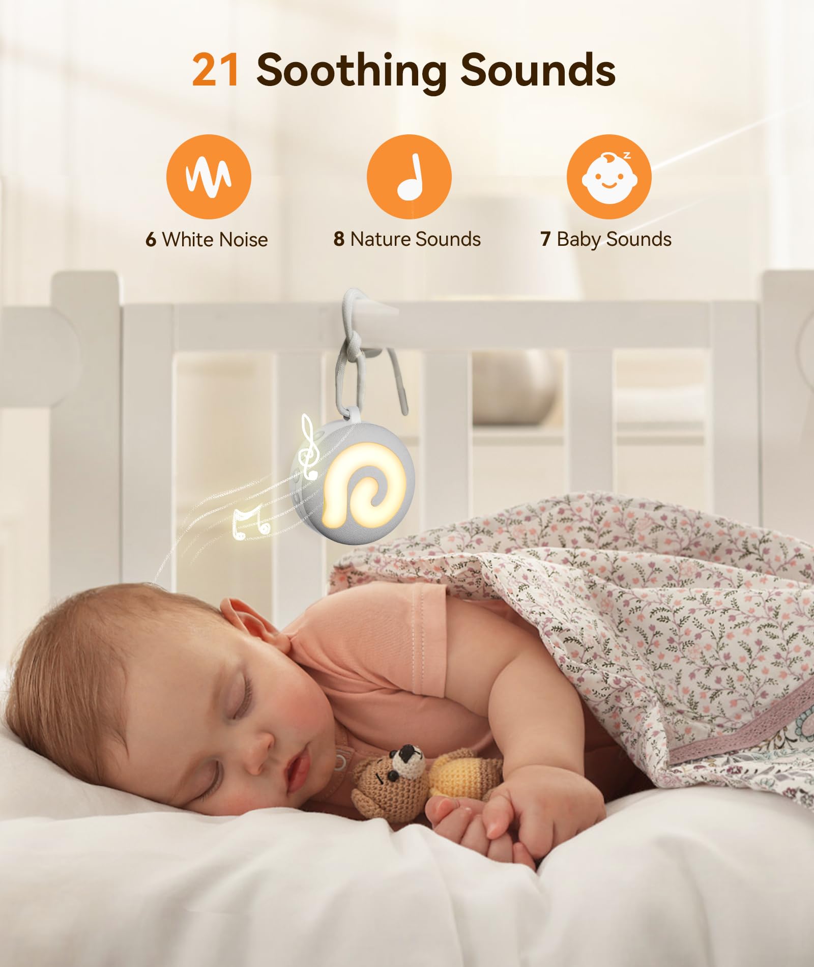 Dreamegg D11 baby sleep scene with soothing sounds for calm