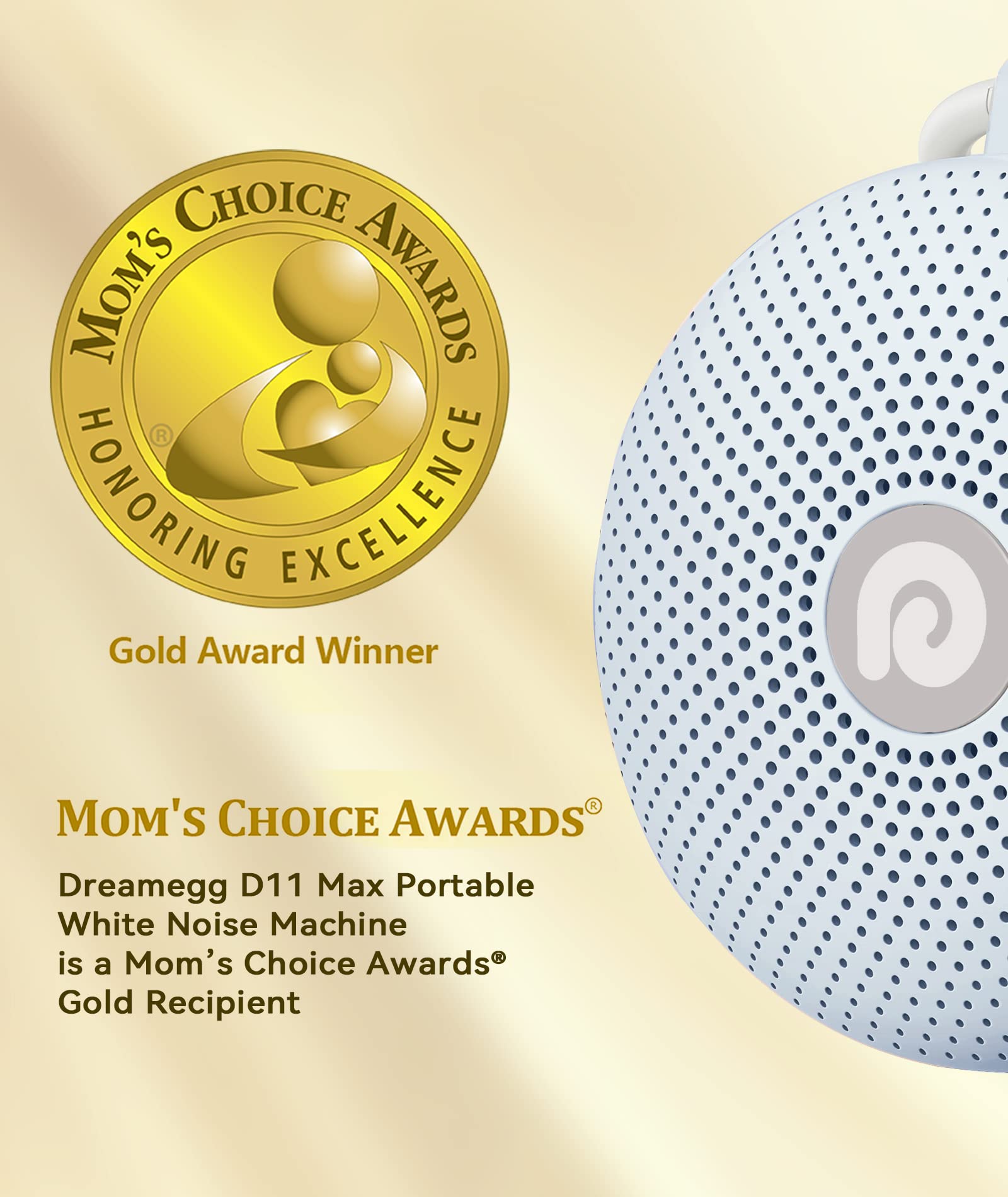 Dreamegg D11 Max on nightstand ready to help babies and adults fall asleep.