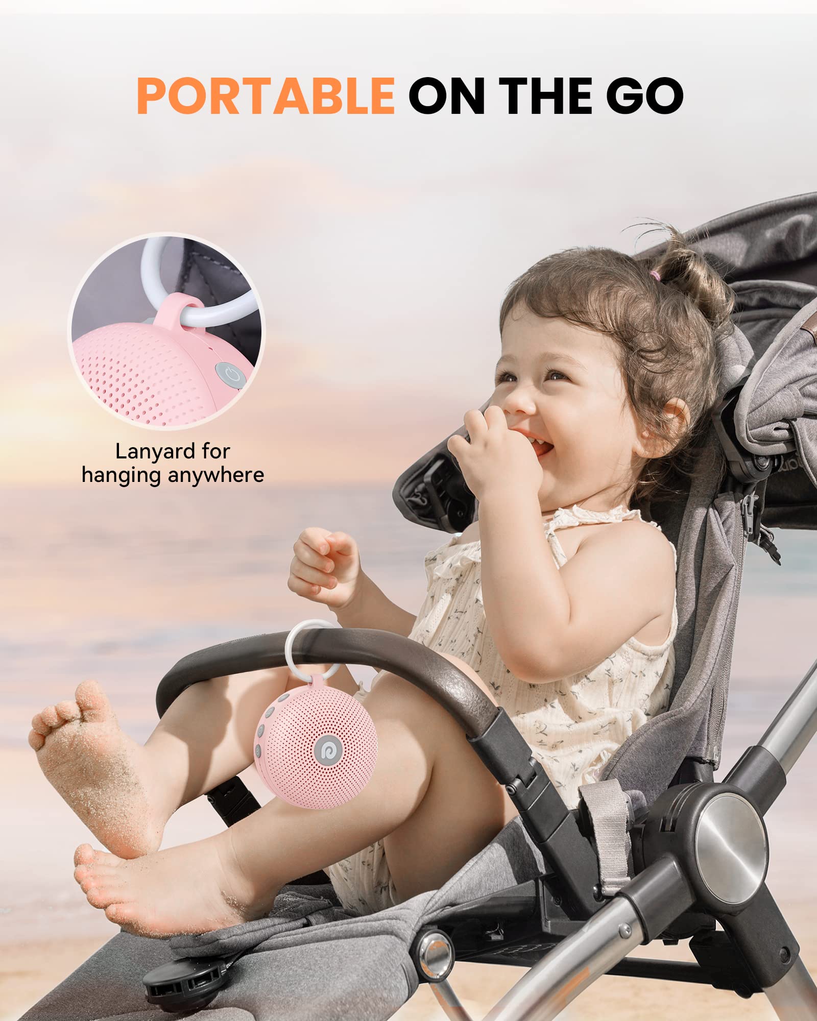 Dreamegg D11 Max travel-friendly design with lanyard for stroller or car seat.