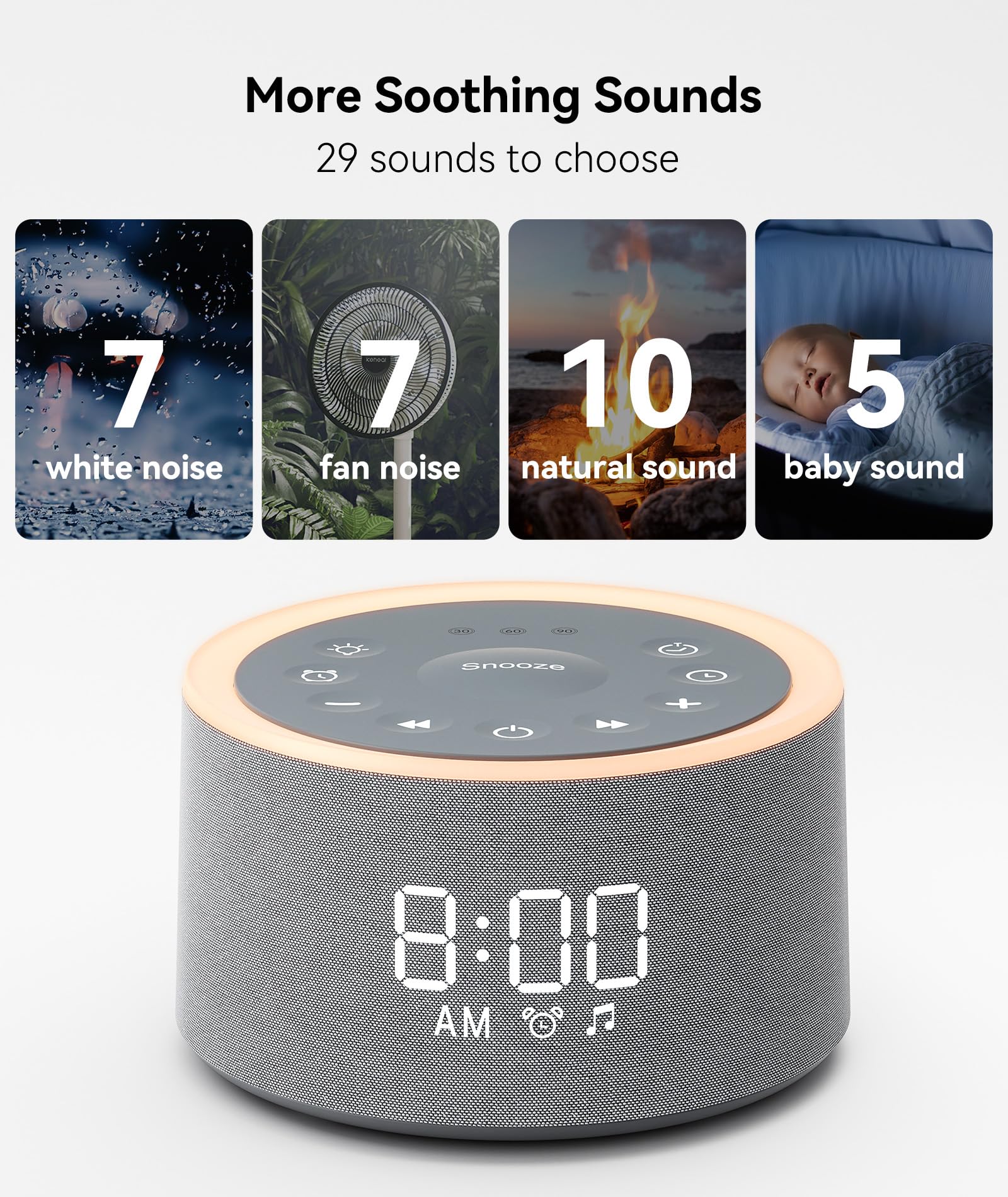 Dreamegg D1+ alarm clock feature shown for gentle wake-ups.