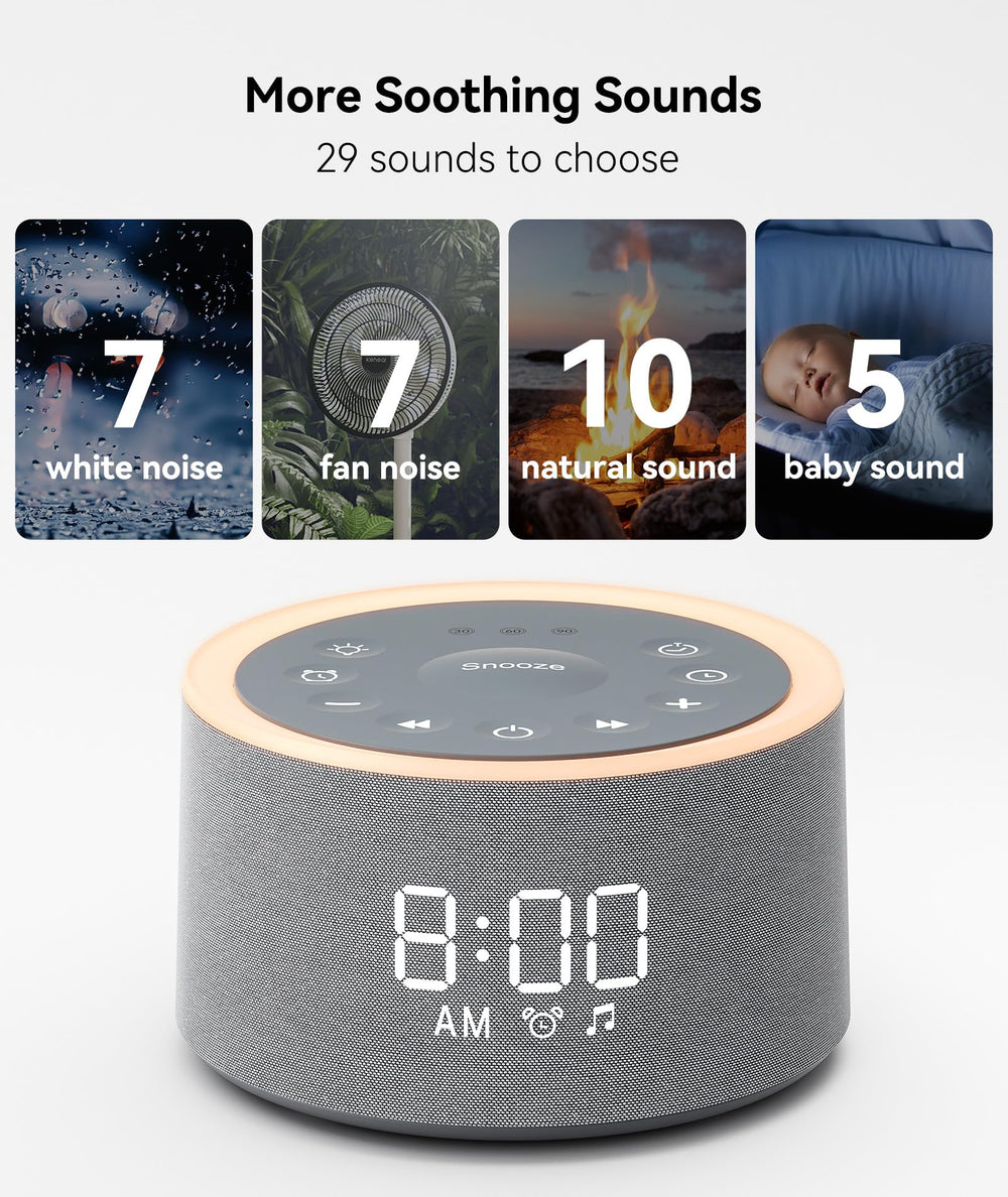 Dreamegg D1+ alarm clock feature shown for gentle wake-ups.