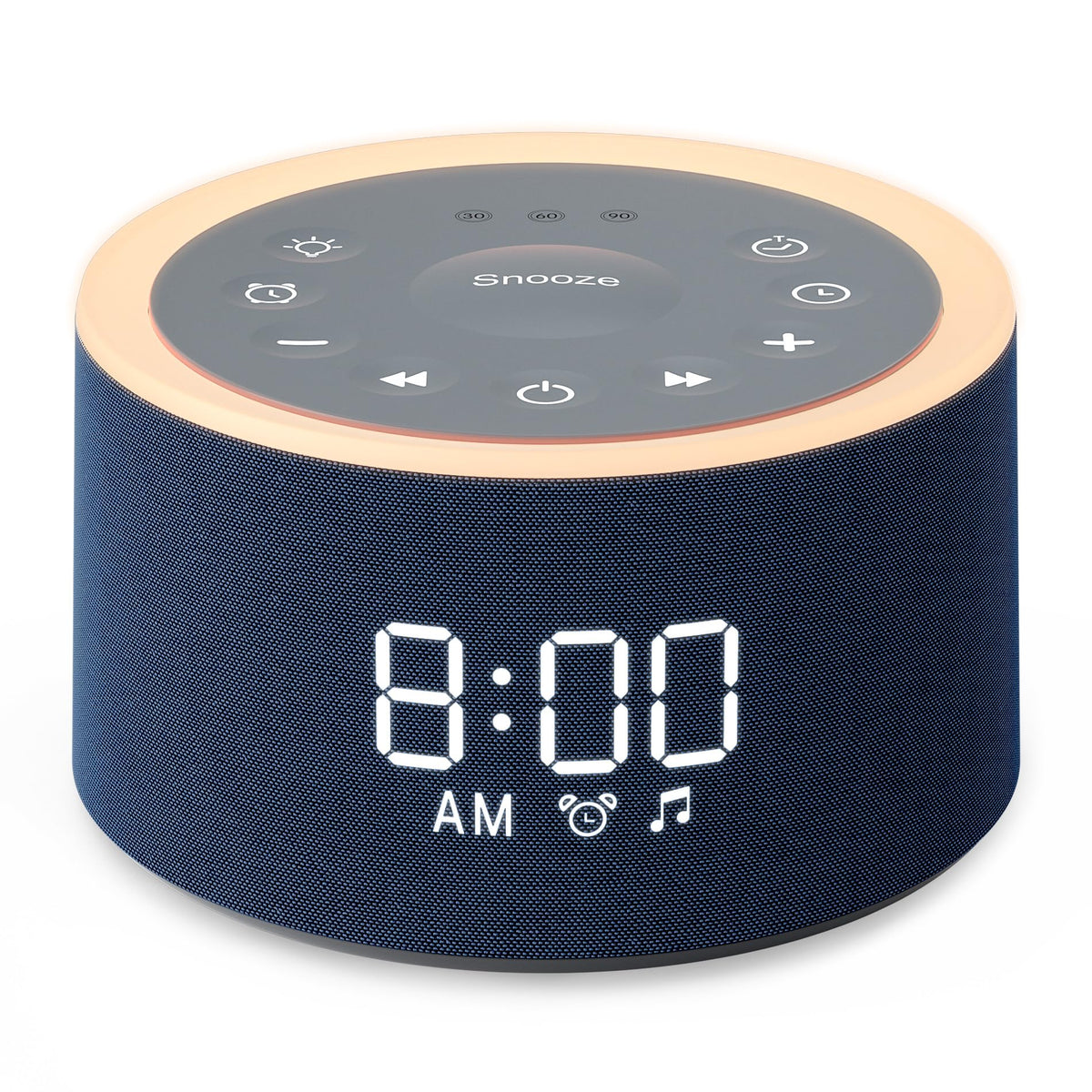 Dreamegg D1+ alarm clock display with soothing lighting for restful mornings.