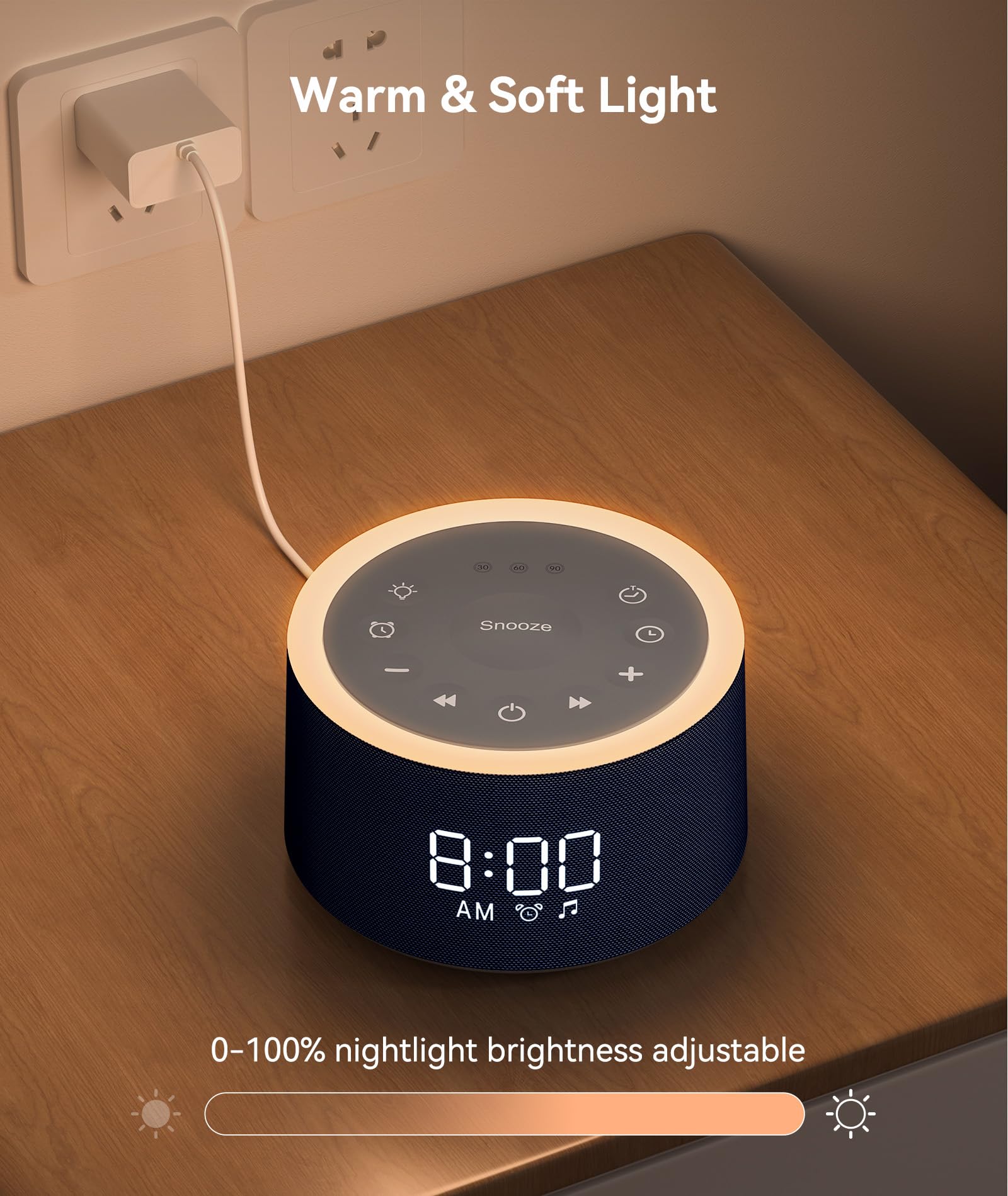 Dreamegg D1+ warm light creates a relaxing bedtime ambiance.