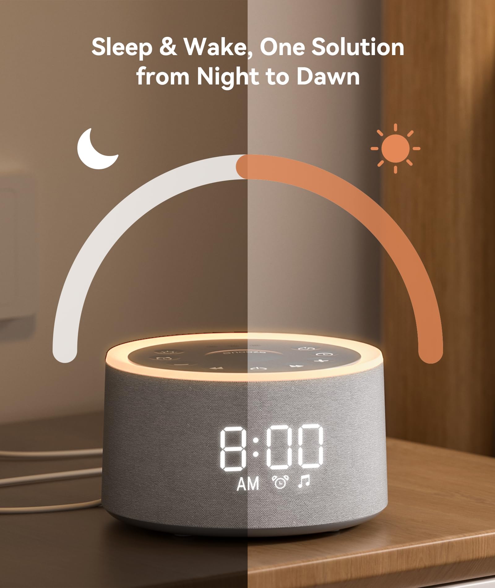 Dreamegg D1+ warm night light creates cozy ambience.