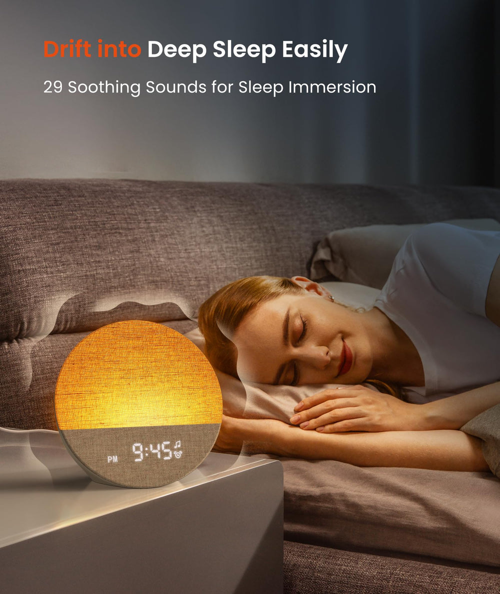 Dreamegg Sunrise 1 uses soft cotton-linen fabric for bedside comfort.
