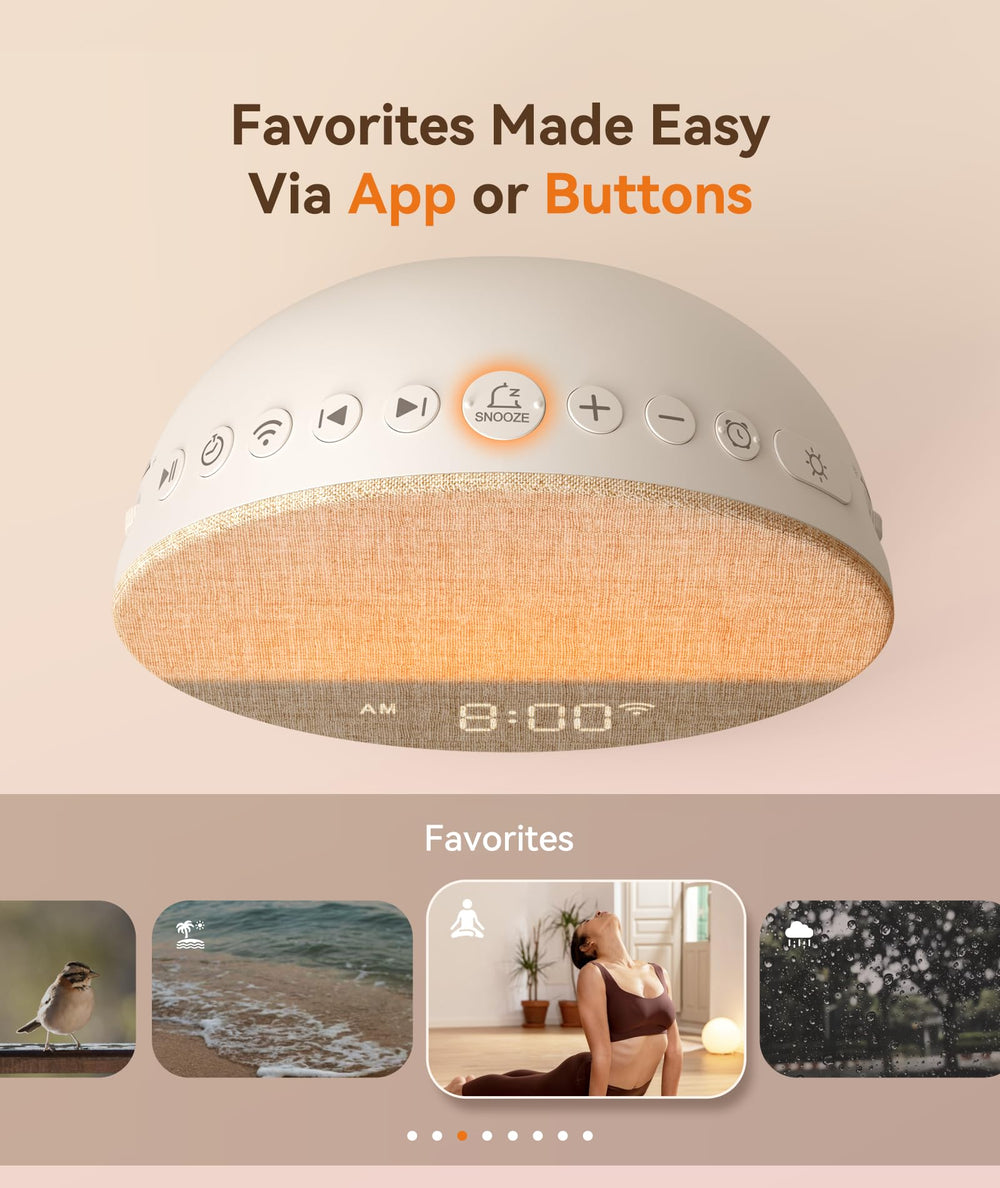 Dreamegg Sunrise 1+ 34 sounds offer white noise and nature options without subscriptions.