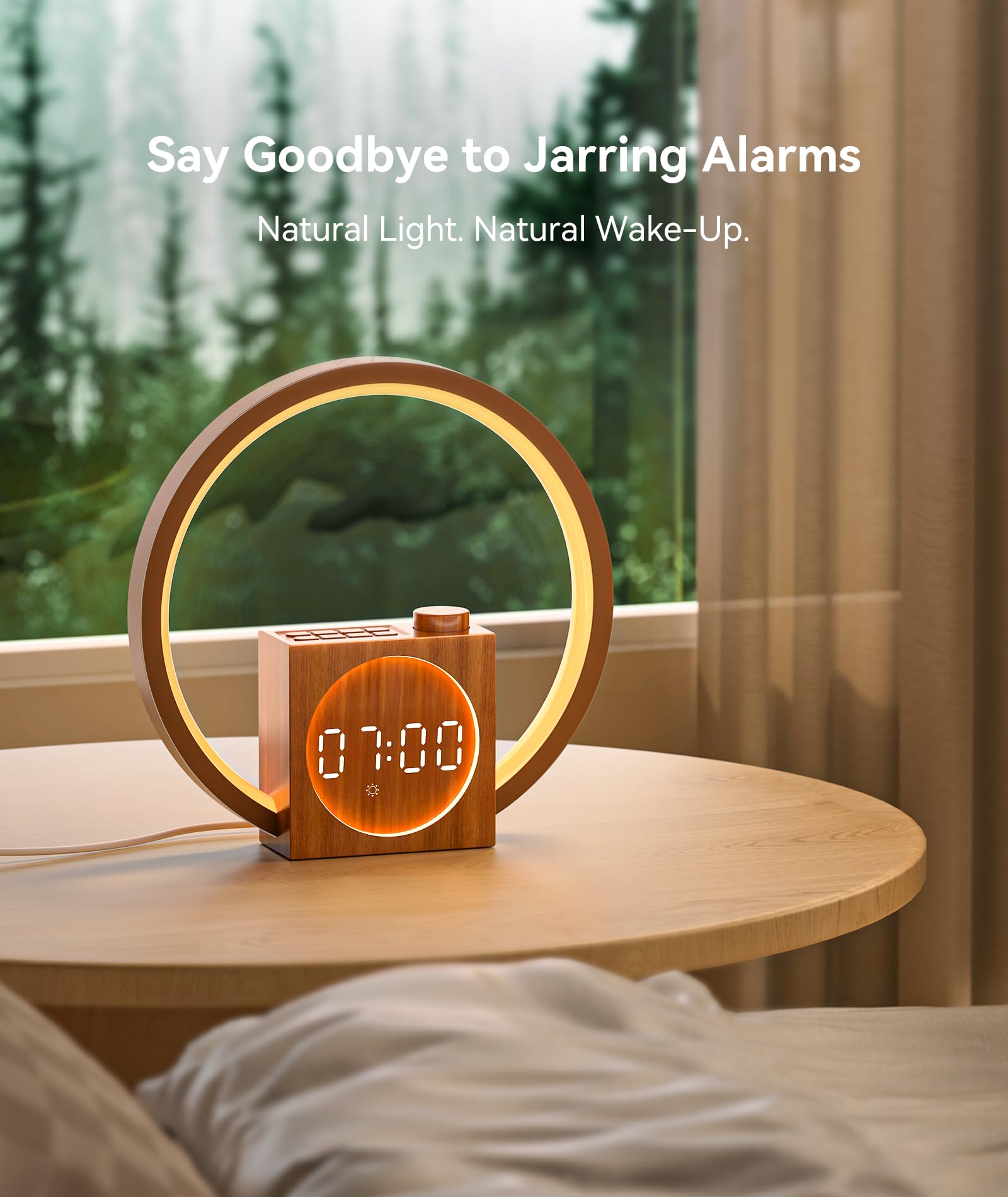 Dreamegg Sunrise Alarm Clock shows 12 ambient colors to set mood