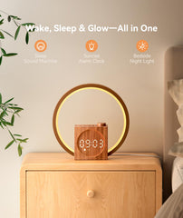 Dreamegg Sunrise Alarm Clock night light provides soft glow for nighttime reading