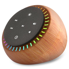 DreamSky sound machine with wood grain front view for sleep ambiance and relaxation.