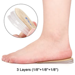 Dr Foot heel lift beige layers detail showing customizable height options.