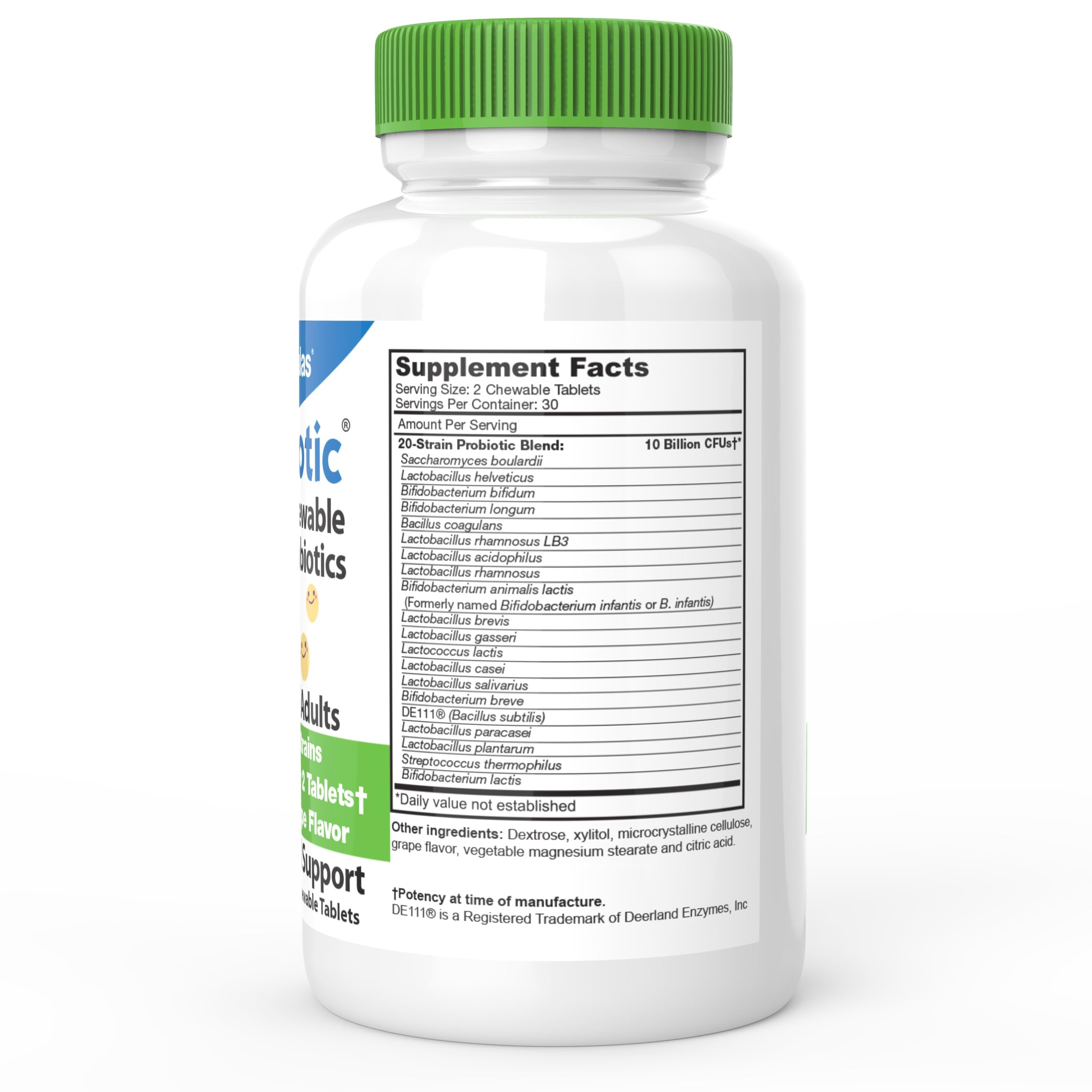 DrFormulas chewables for kids and adults, convenient daily probiotic option.