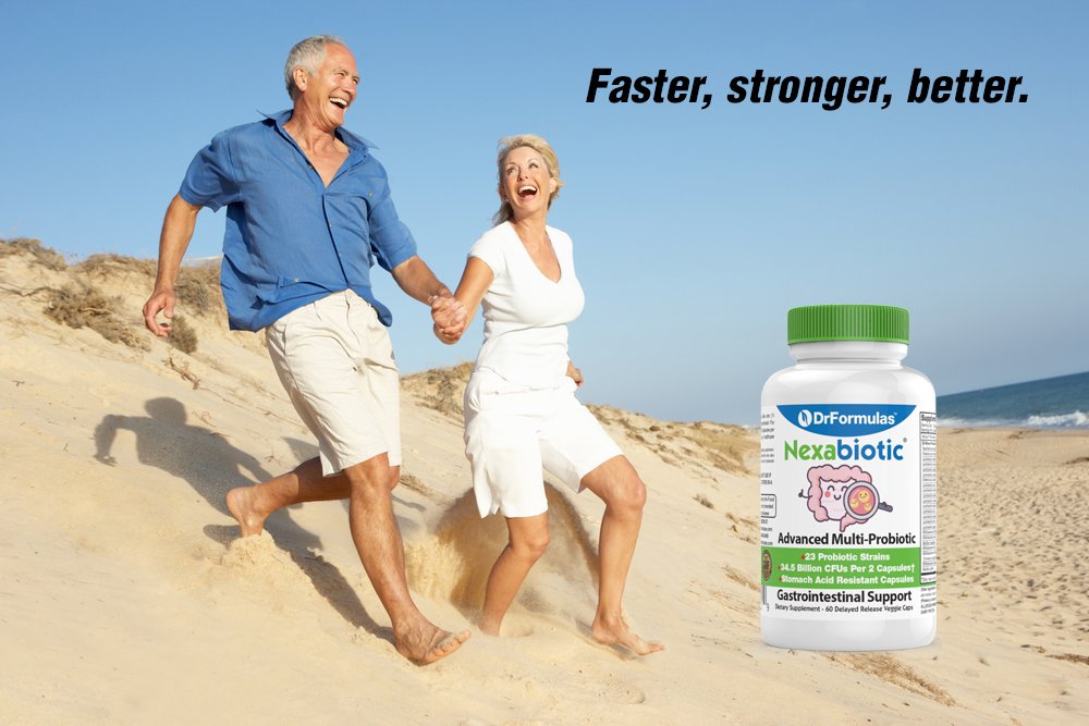 DrFormulas Nexabiotic 23 open-cap use for sprinkling on foods.