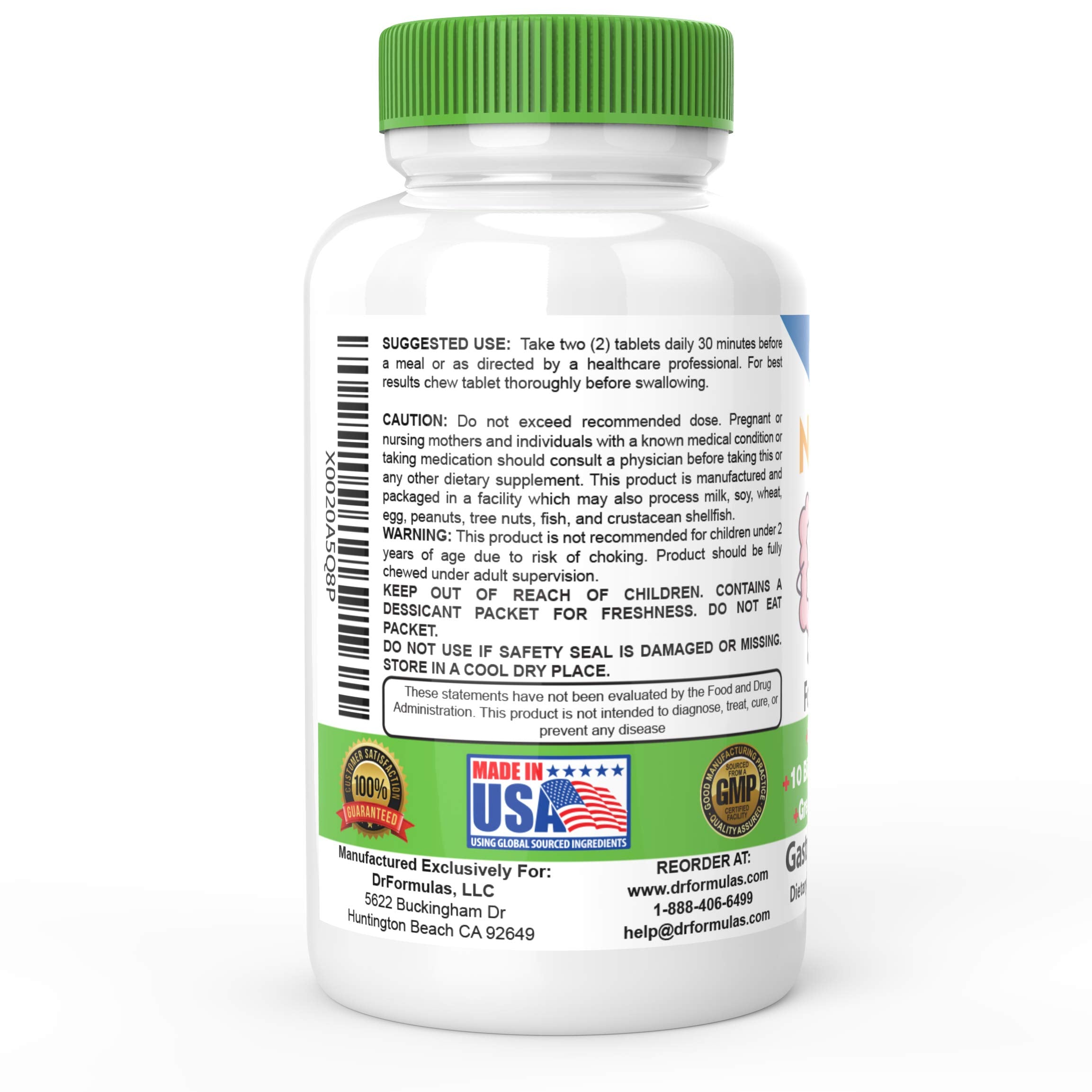 DrFormulas stomach-acid resistant probiotics survive digestion for effective delivery.