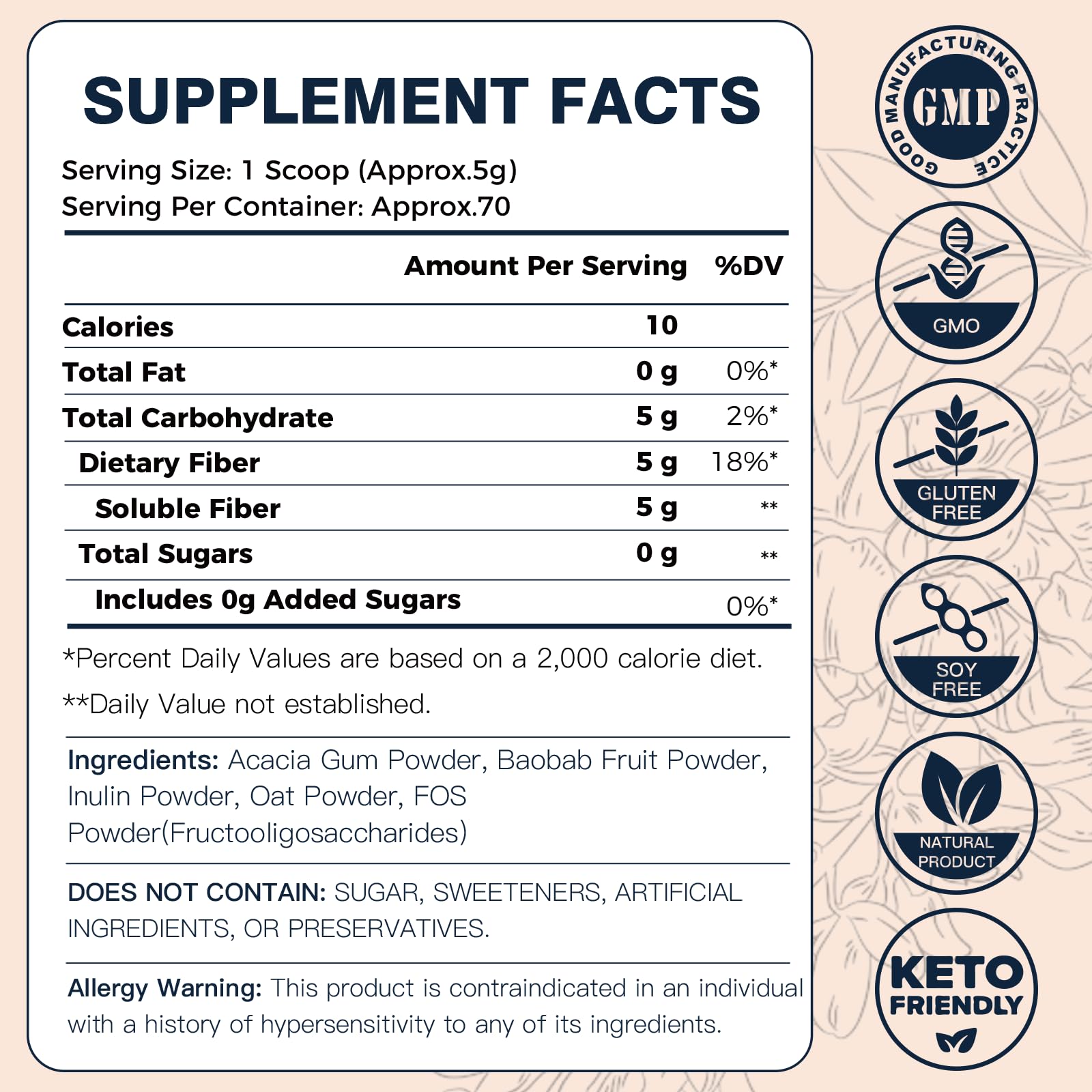 DRFOSTER bottle label highlights gluten-free and sugar-free formula