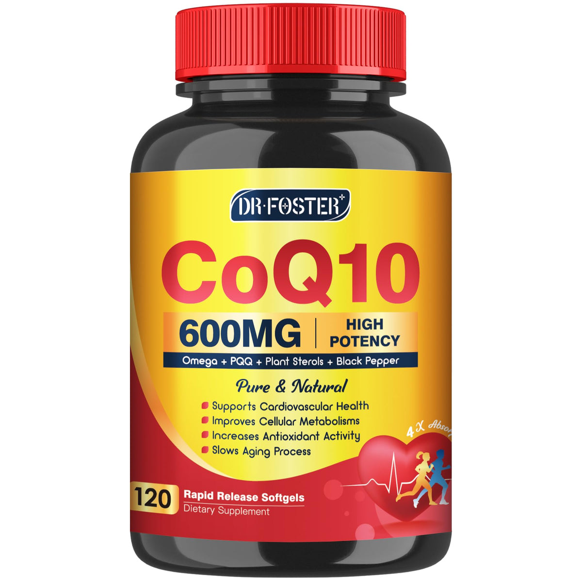 DRFOSTER CoQ10 600 mg softgels bottle close-up for daily energy support