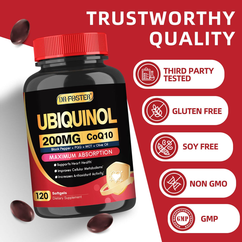 DRFOSTER CoQ10 GMP quality seal on packaging